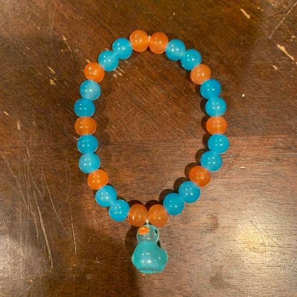 Hand Crafted Jewelry - NEW HANDMADE GLASS BEAD BRACELET WITH DUCK CHARM